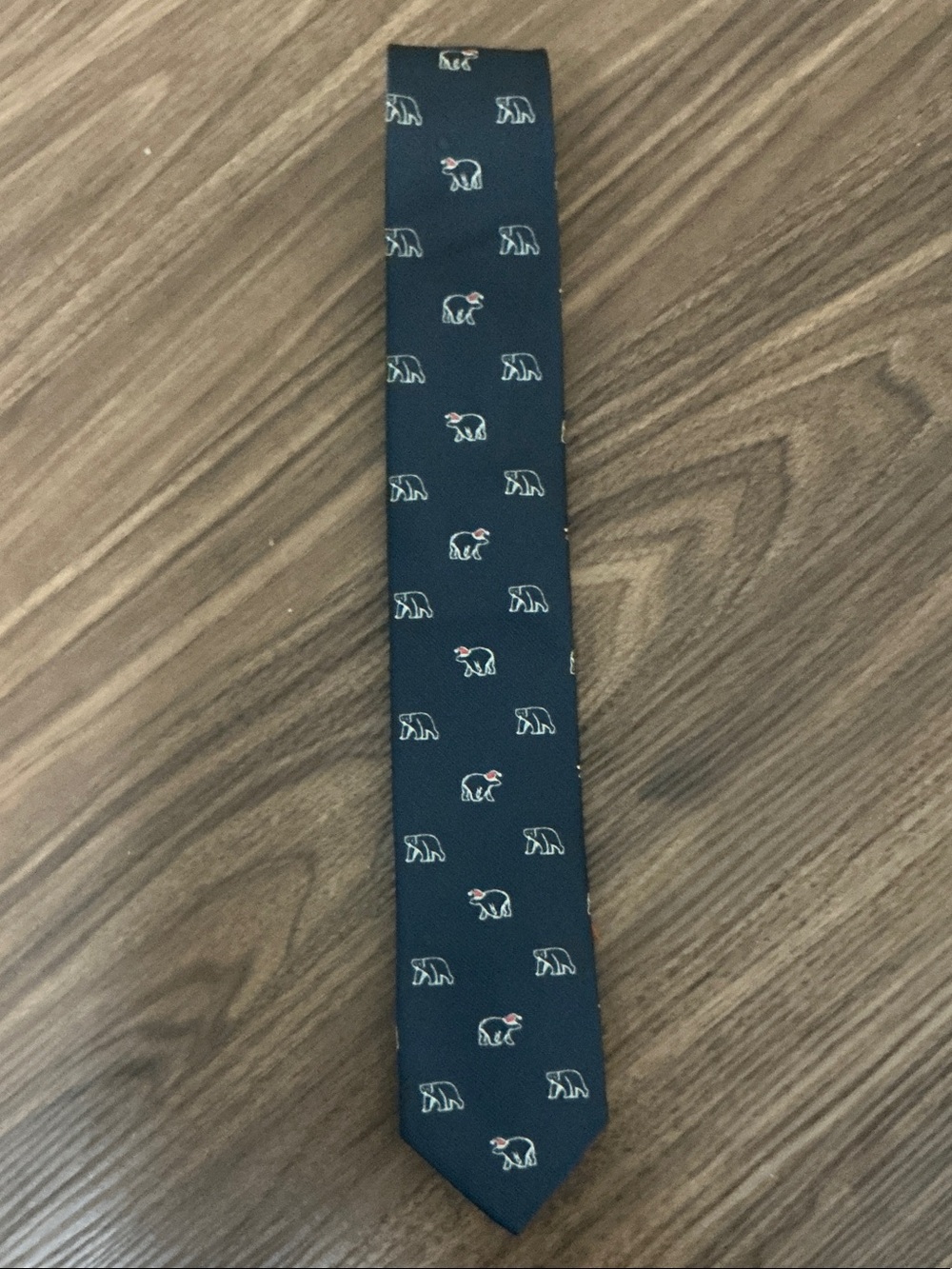 J. Crew Men’s Navy Silk Tie with Polar Bear Motif